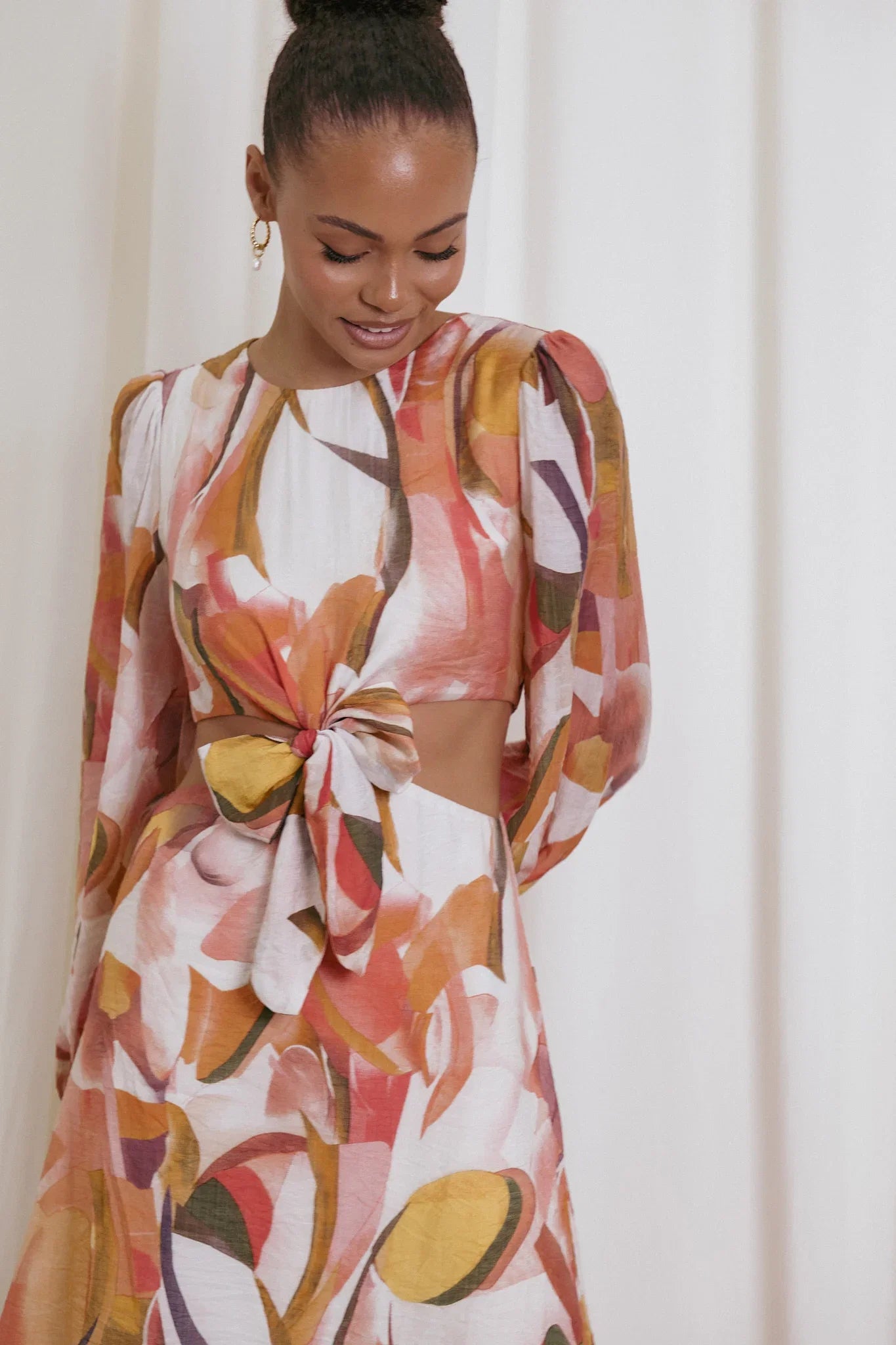 Laquin Long Sleeve Maxi Dress Pink