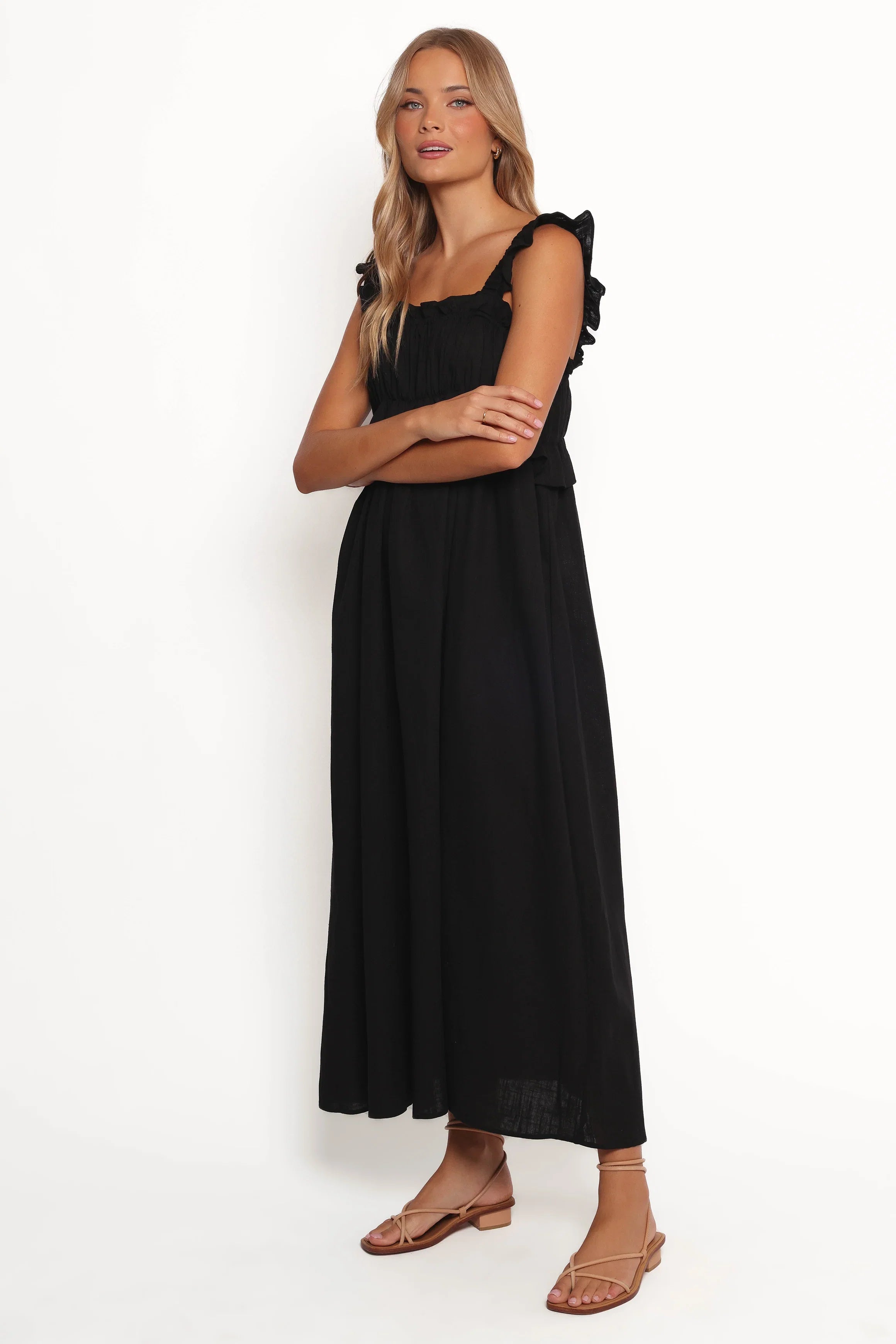 Ross Frill Strap Maxi Dress Black