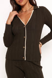 Alondra Cardigan Knit Top Olive