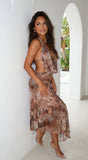 Vireza Animal Print Cowl Neck Maxi Dress Leopard Brown