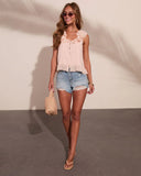 Gentle Style Ruffle Trim Top