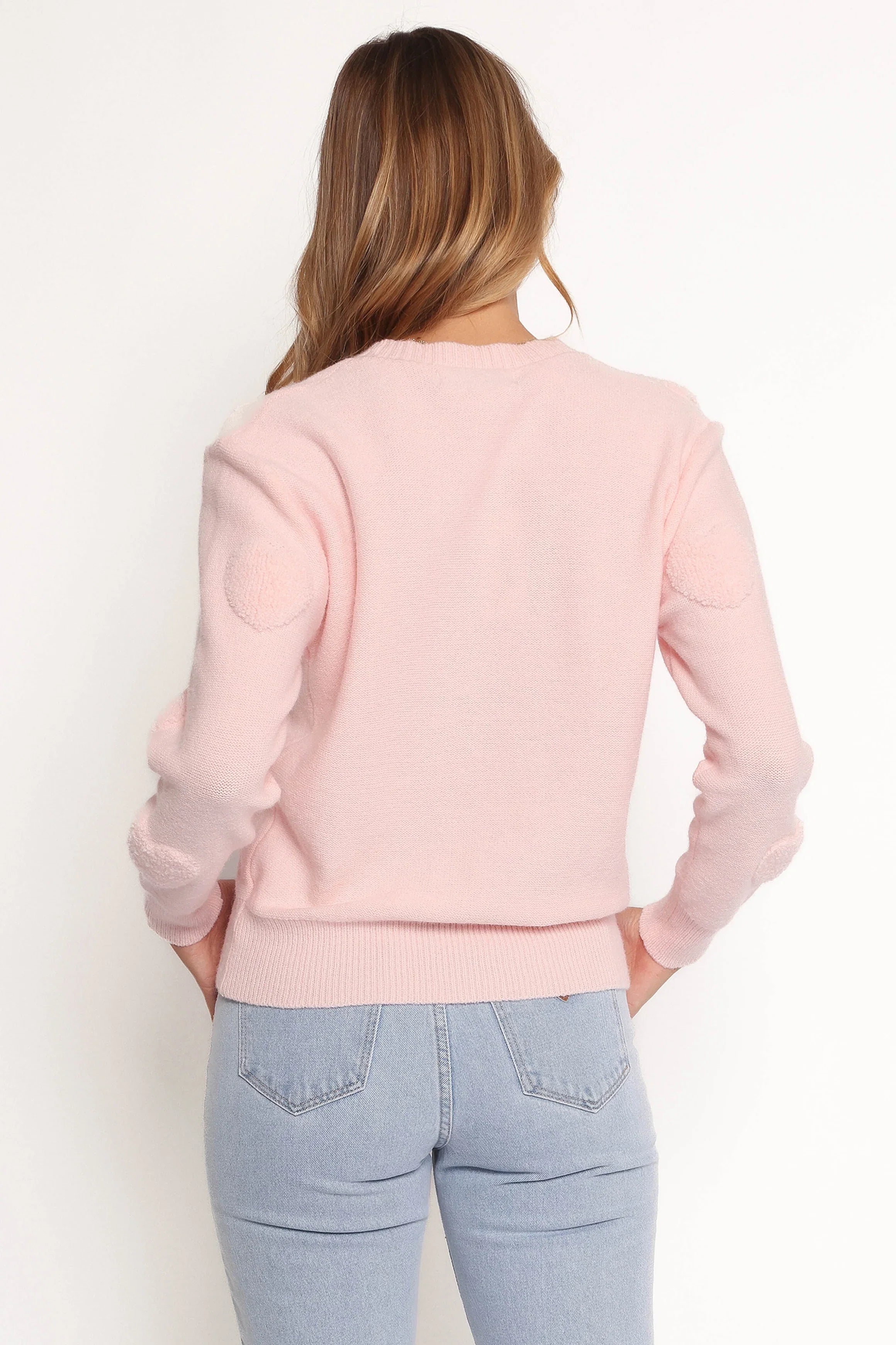 Orlenda Heart Knit Sweater Pale Pink