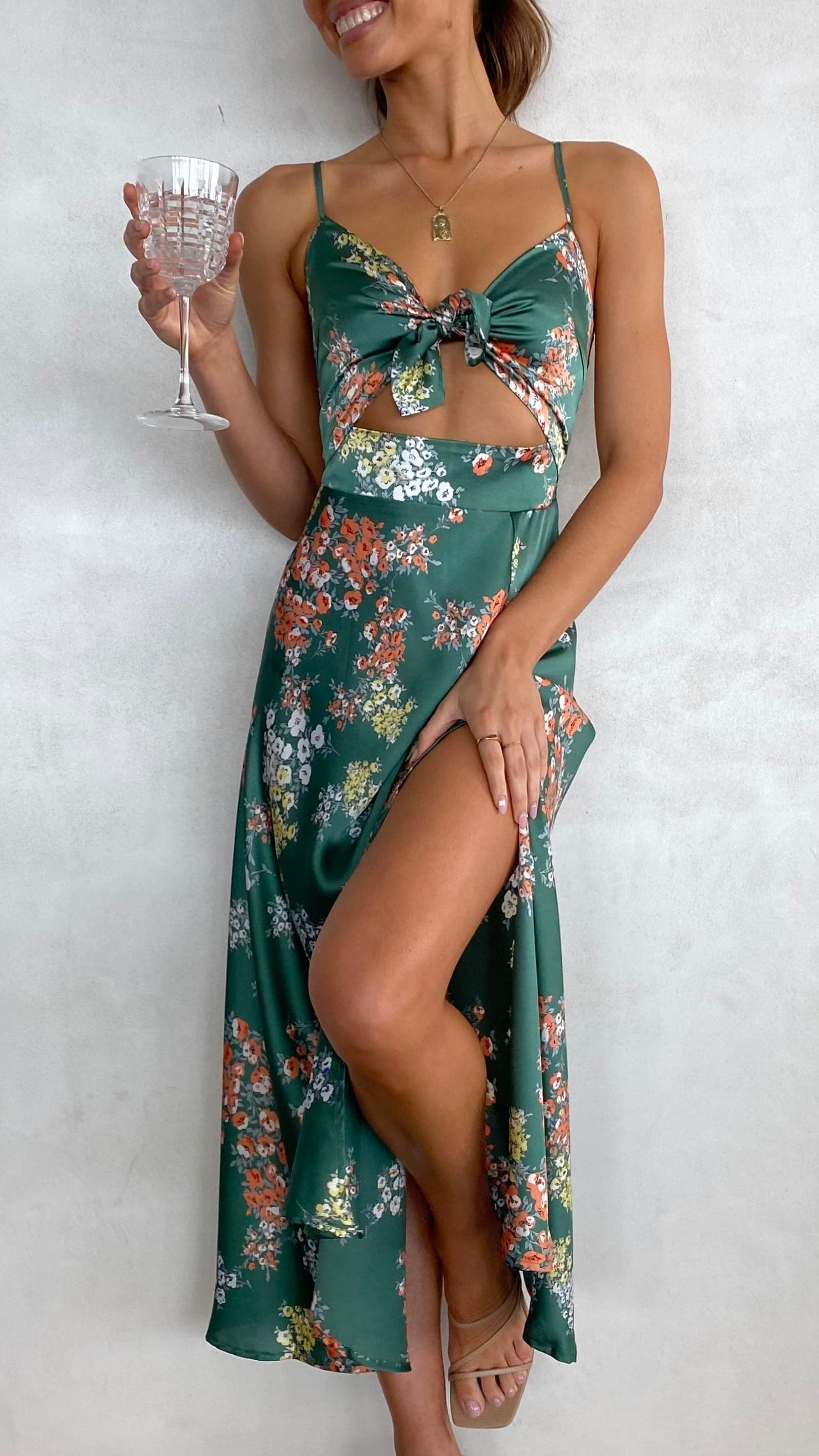 Dreamers Midi Dress Green Floral