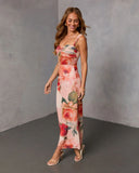 First Glow Floral Mesh Maxi Dress