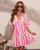 Limah Abstract Striped Kimino Mini Dress