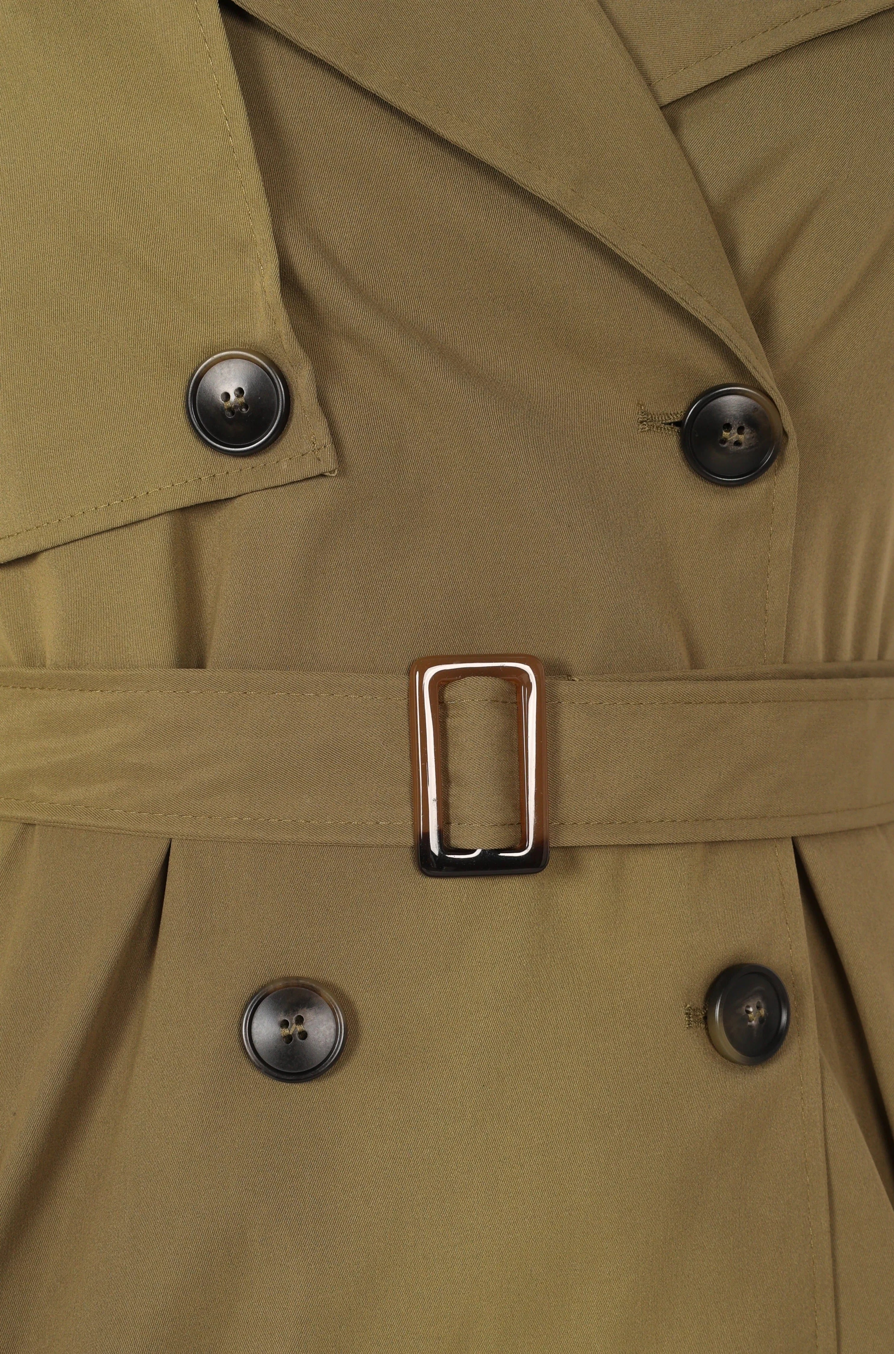 Trina Button Front Trench Coat Olive