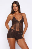 No Plans Crochet Shorts Chocolate