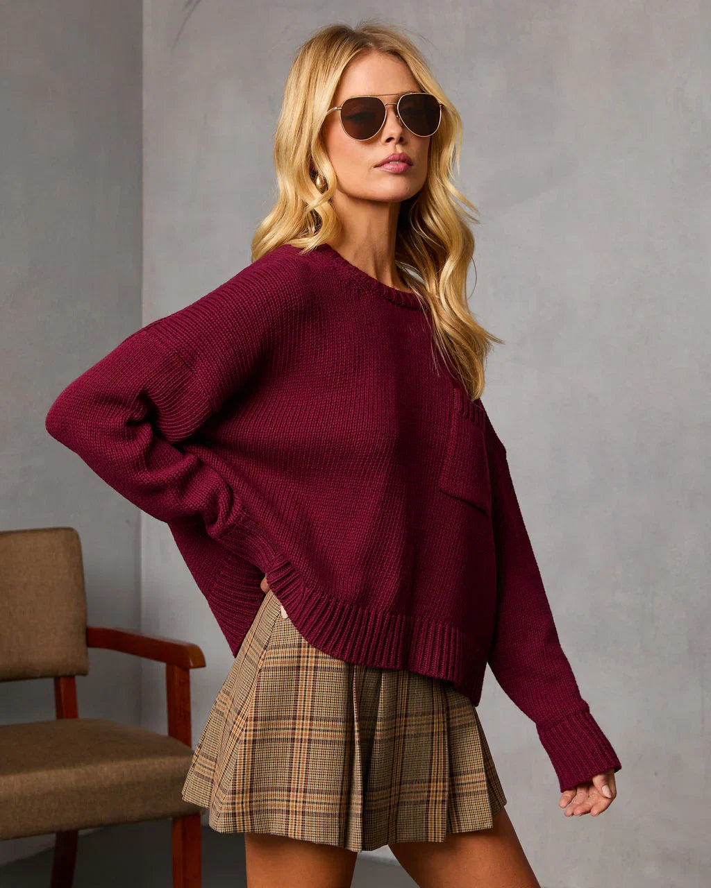 Bilos Relaxed Ribbed Knit Sweater