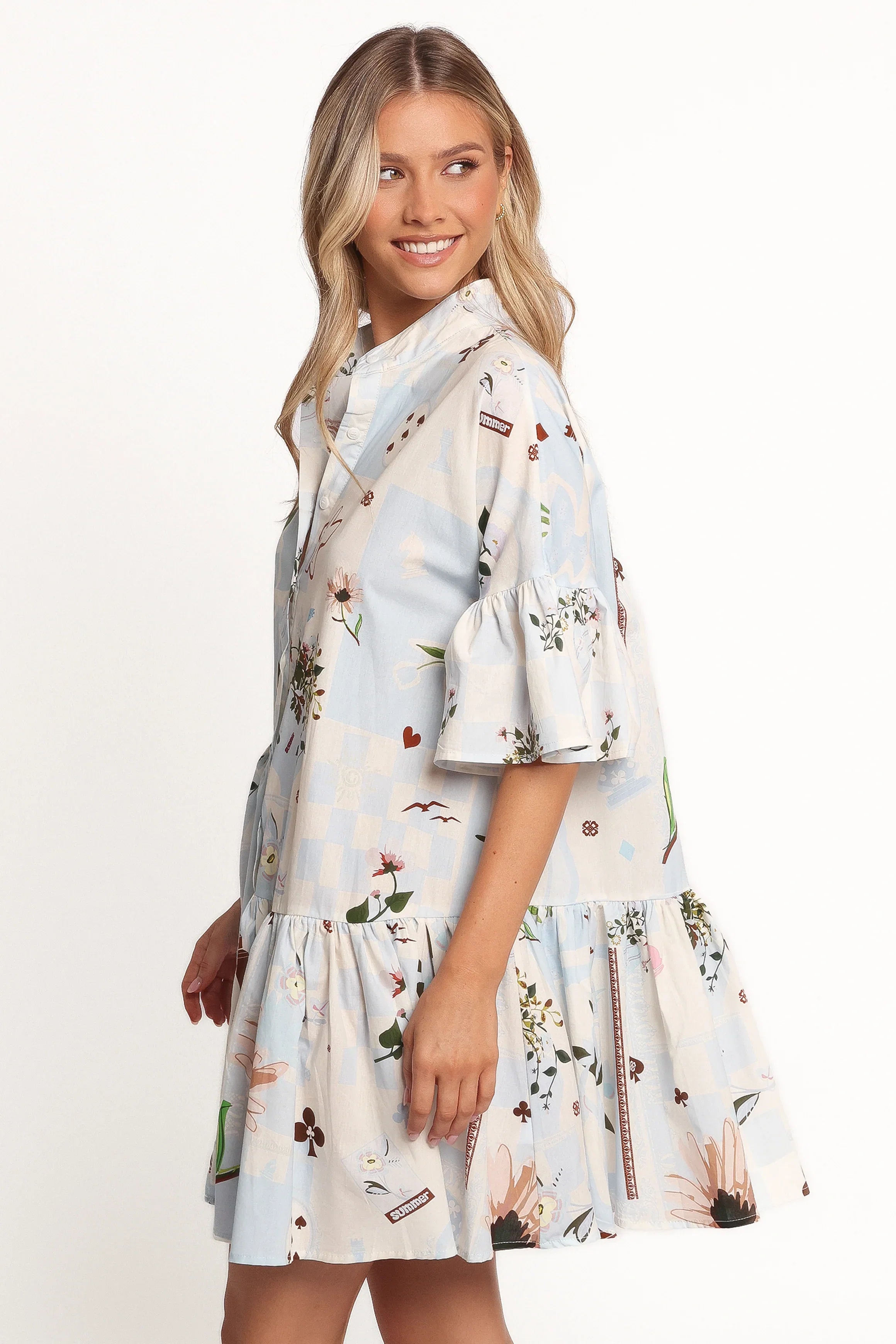 Marguerite Mini Dress Blue Floral