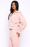 Cant Miss It Boxy Zip Front Hoodie Dusty Pink