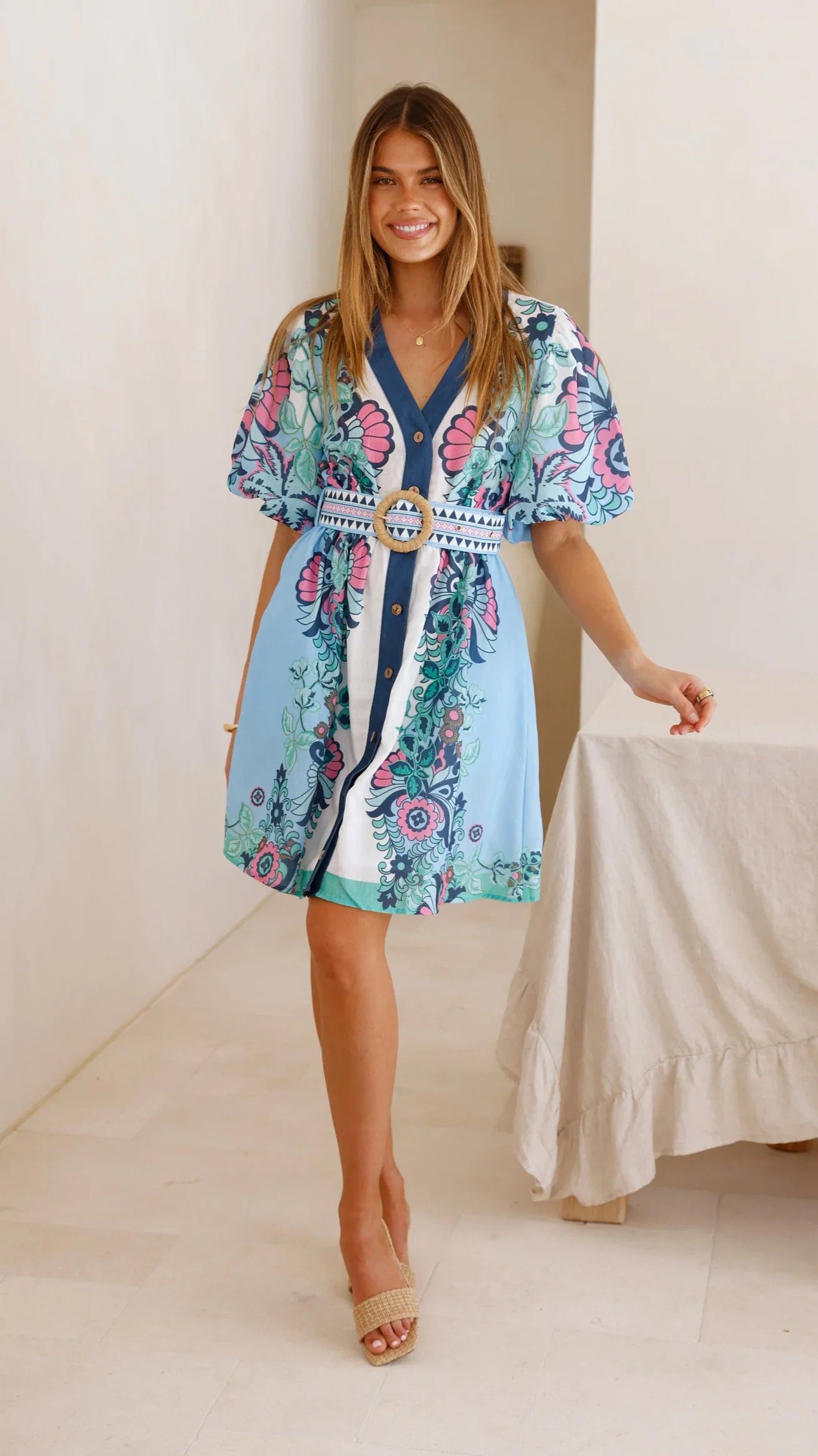 Dali Mini Dress Island Bloom Blue