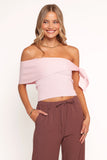 Charama Off Shoulder Knit Top Pink