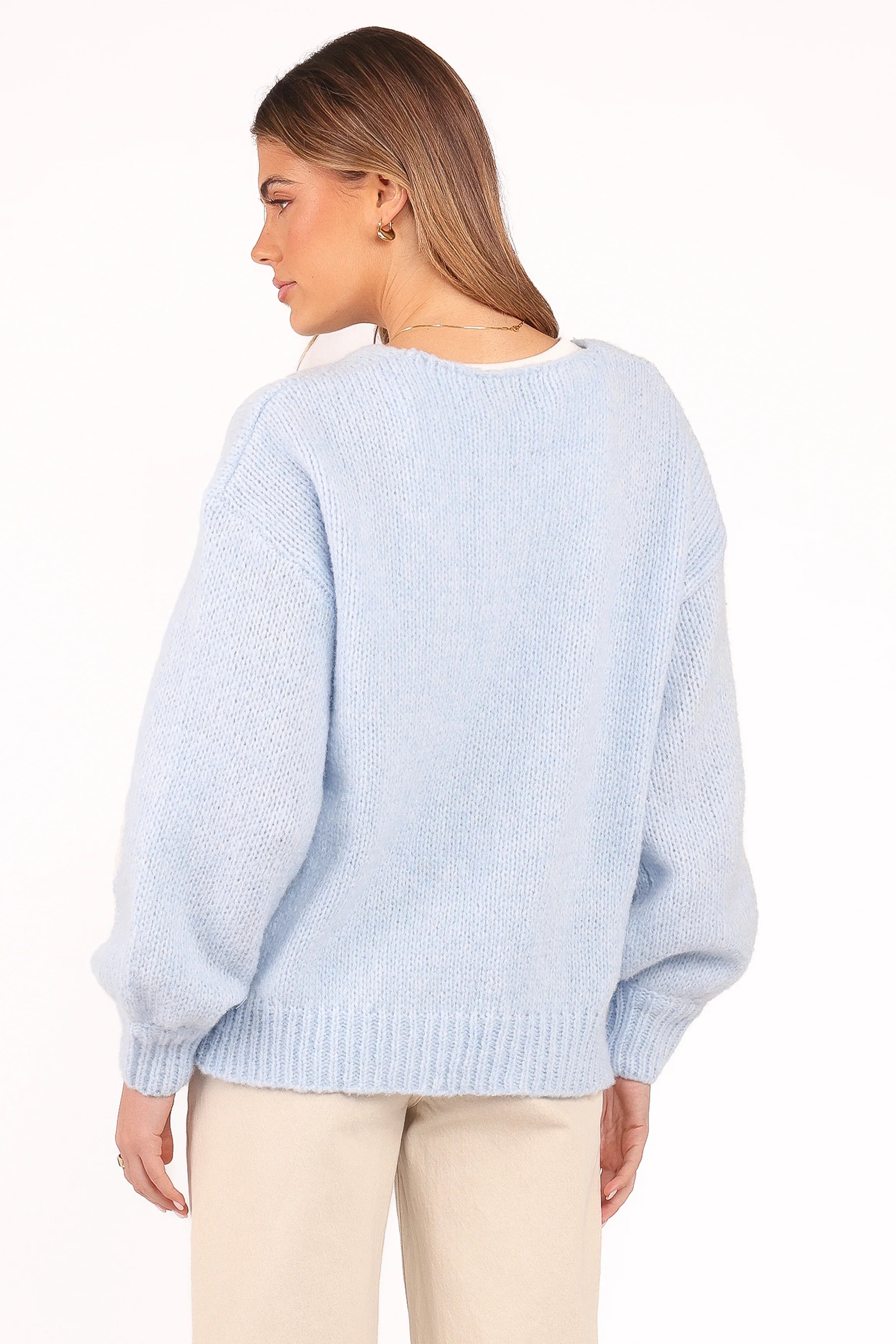 Vienna Bow Cardigan Pale Blue