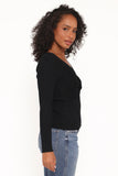 Demi Twist Detail Knit Top Black
