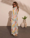 Coastal Gleam Tropical Wrap Tie Cover Up Maxi Dress