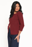 Cataline Button Front Top Wine