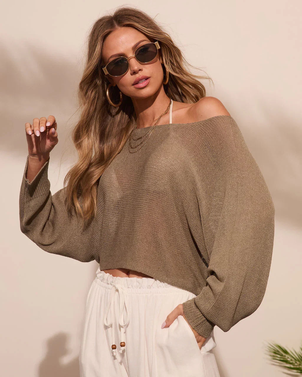 Dekota Open Knit Boat Neckline Top