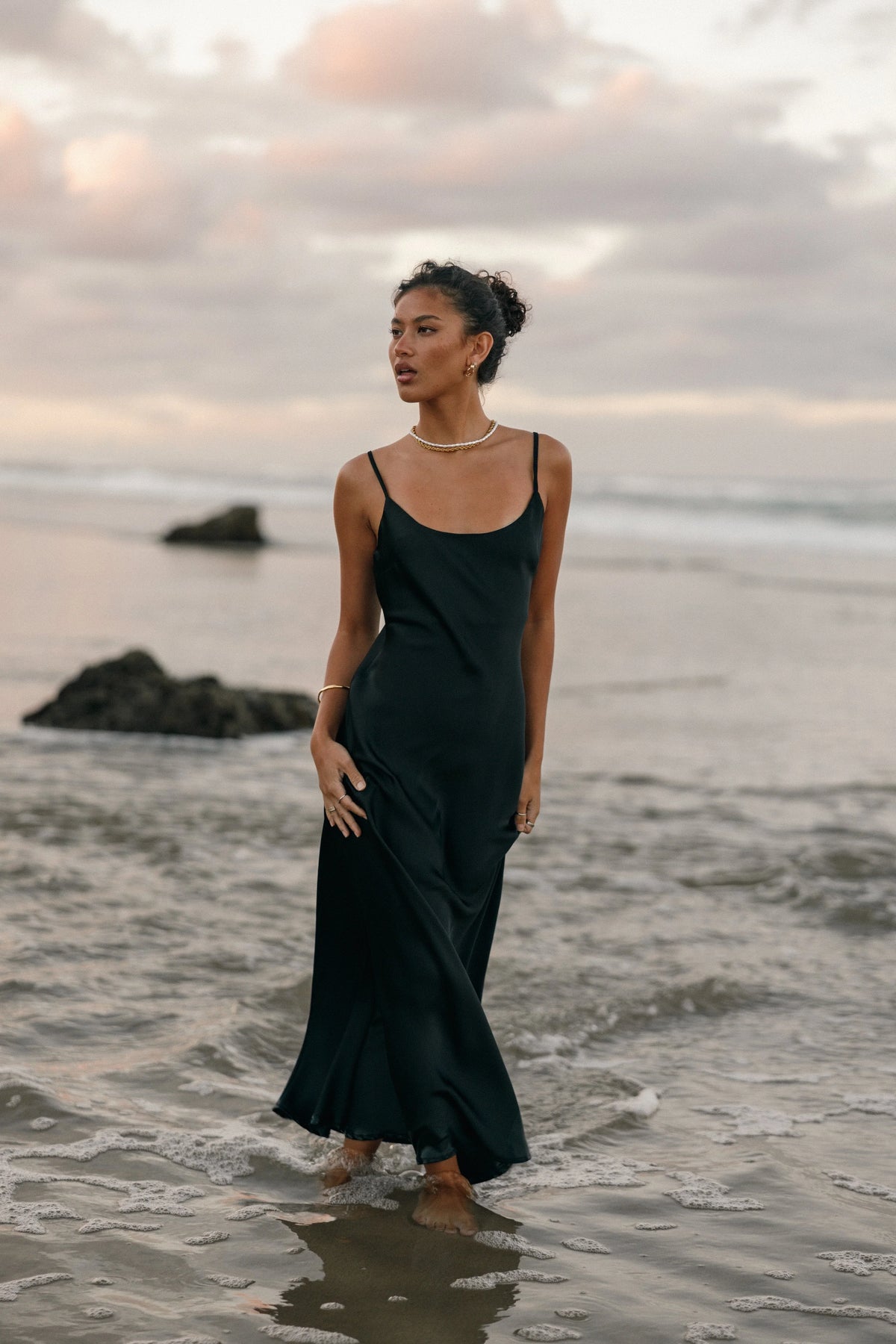 Jamie Maxi Slip Dress Black