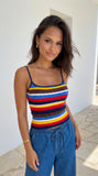 Havana Stripe Knit Cami Top Blue Multi