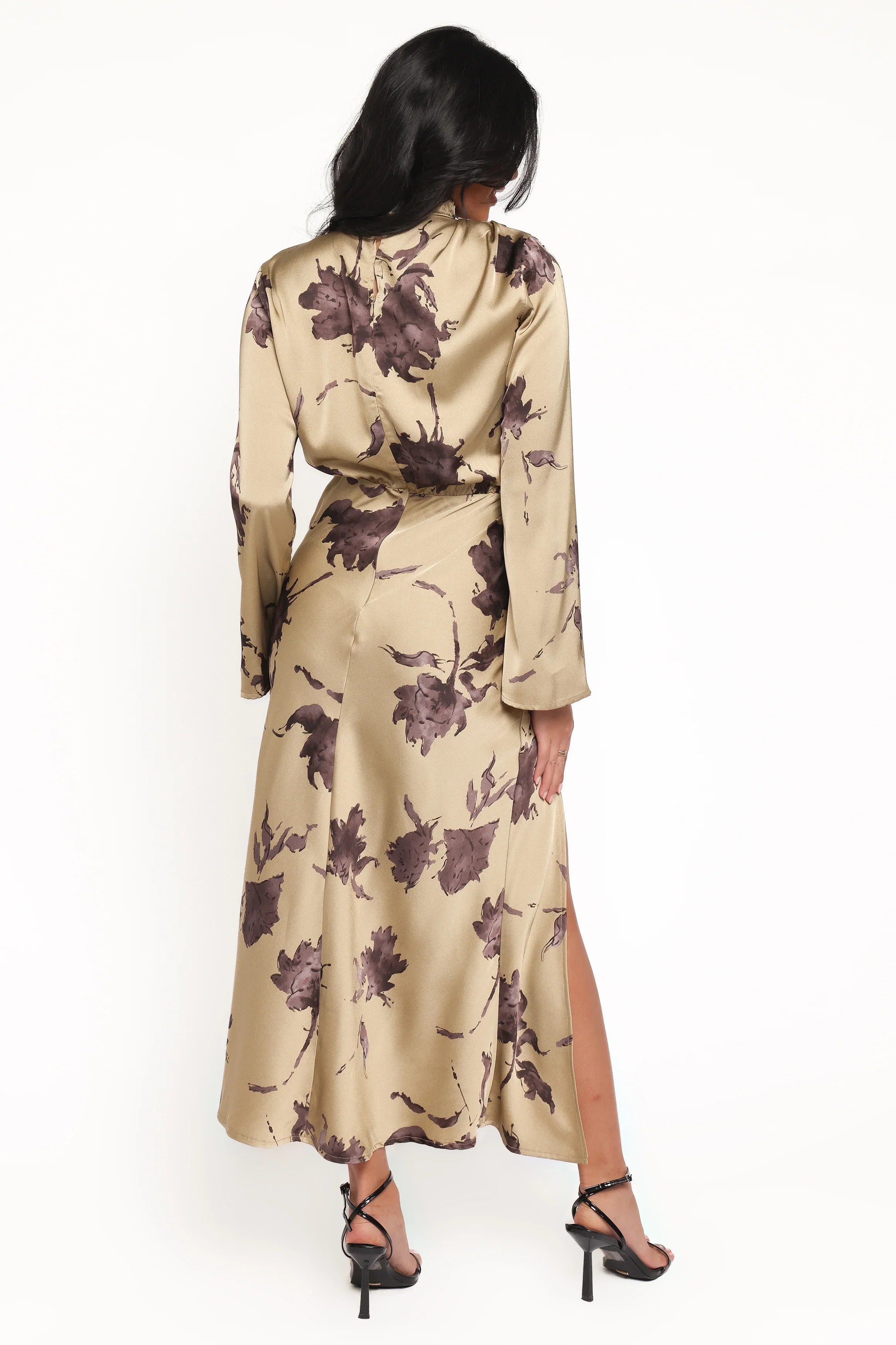 Kristyn Long Sleeve Midi Dress Olive Floral