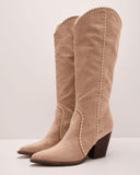 Leana Faux Suede Contrast Trim Western Boots