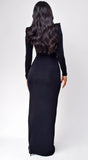 Melissa Metallic Front Twist Maxi Dress Black