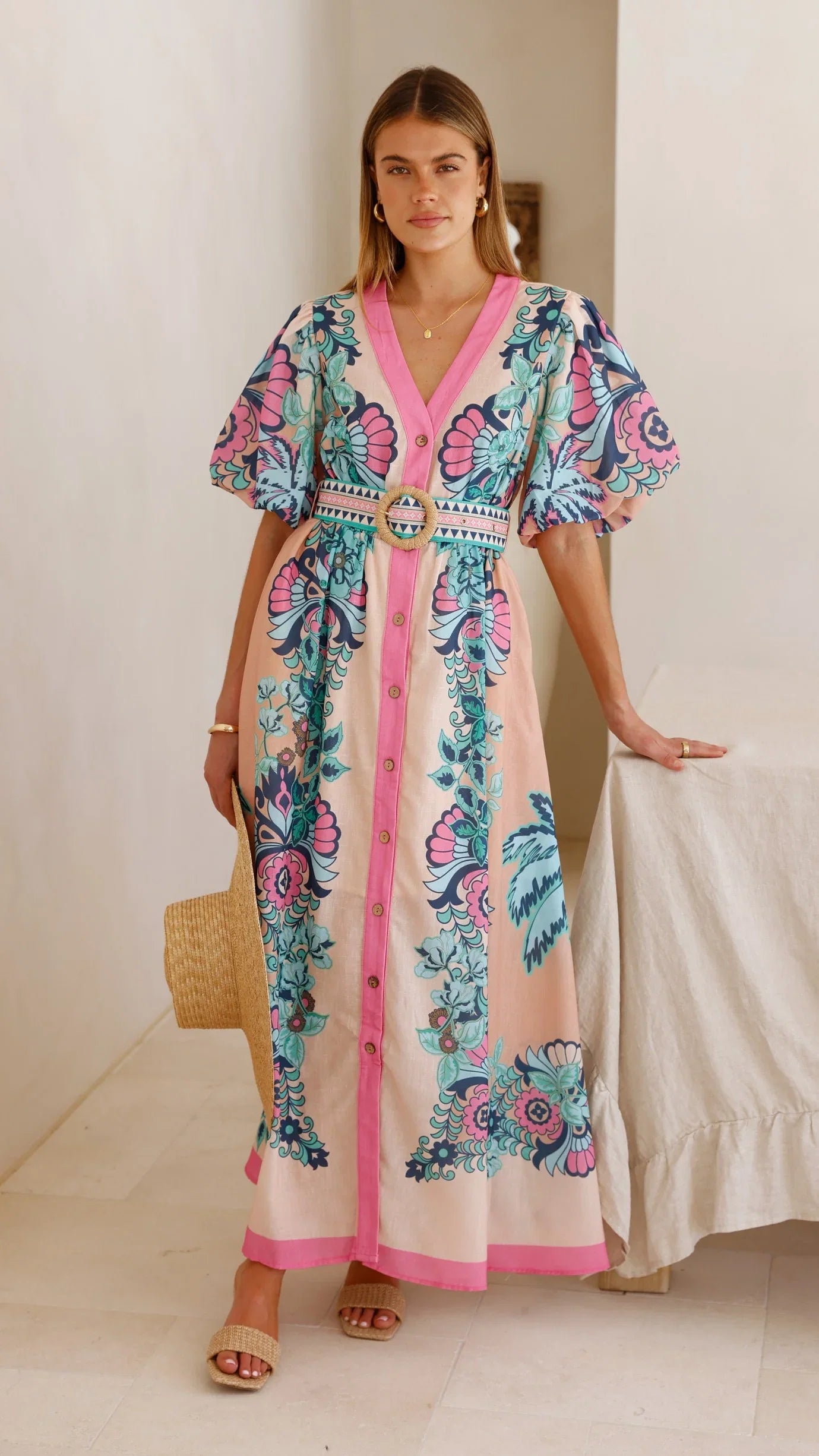 Dali Maxi Dress Island Bloom Pink