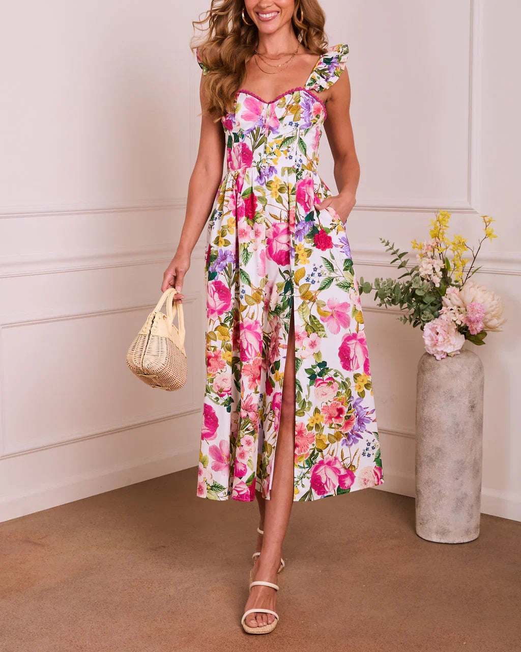 Delicate Darling Floral Midi Dress