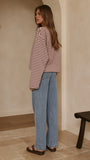 Solana Long Sleeve Top Pink Choc Stripe