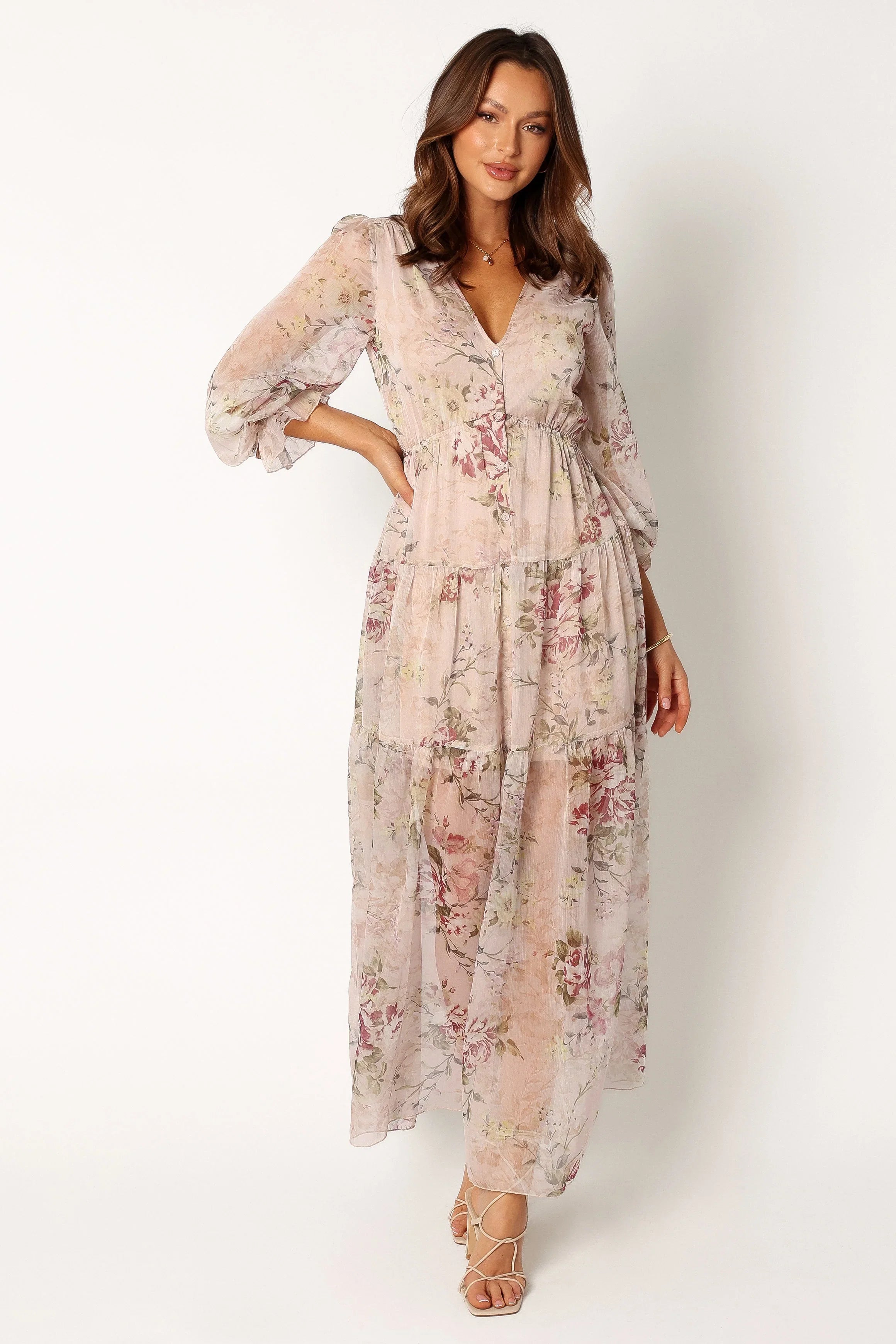 Maria Long Sleeve Maxi Dress Cream