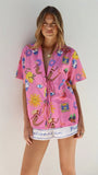 Dayana Tie Up Shirt and Shorts Set Greek Island Print