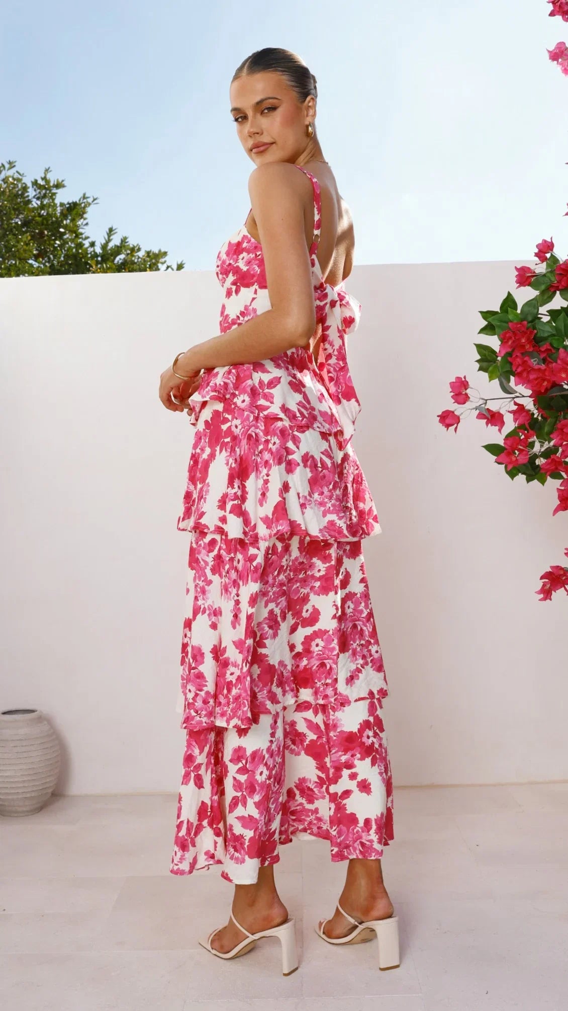 Odilia Maxi Dress Pink White Floral