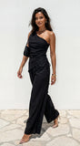 Caldera Linen One Shoulder Set Black