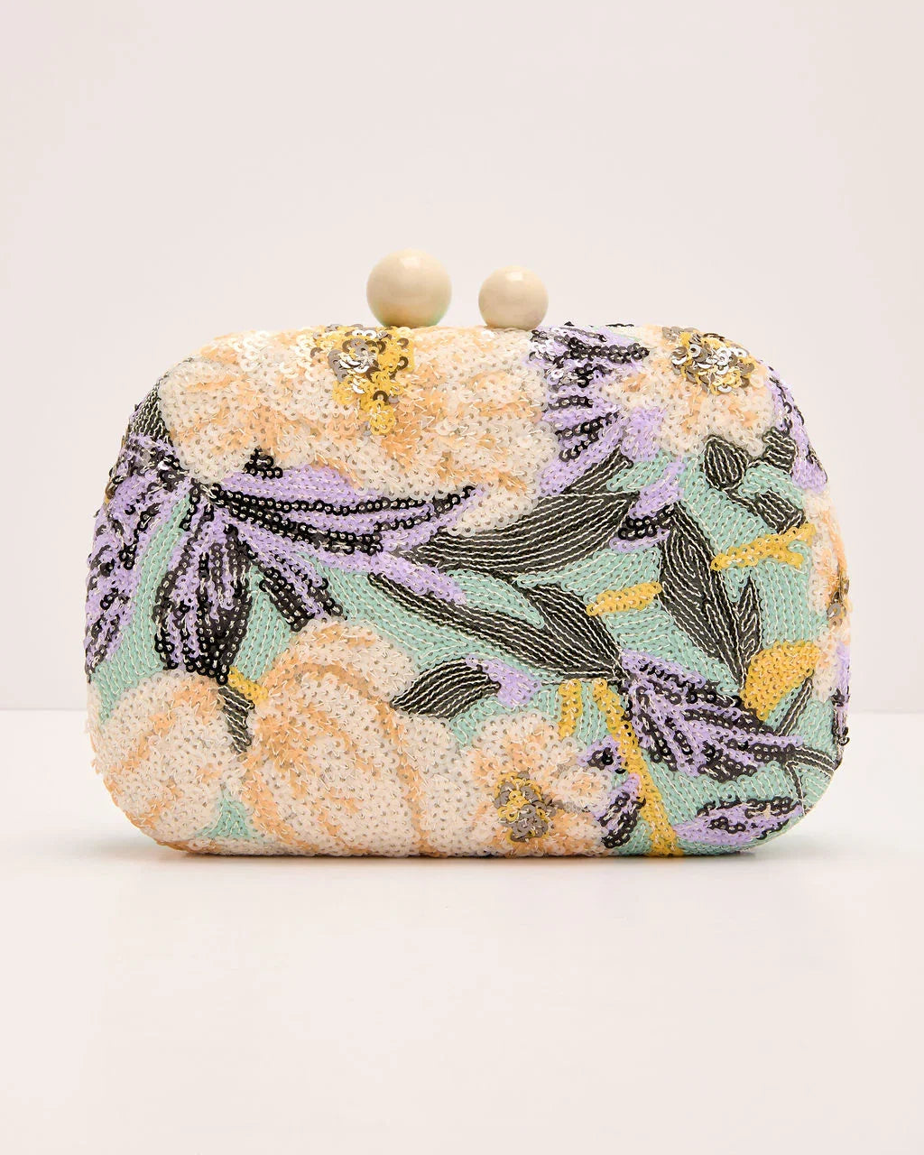 Dewy Garden Floral Sequin Clutch