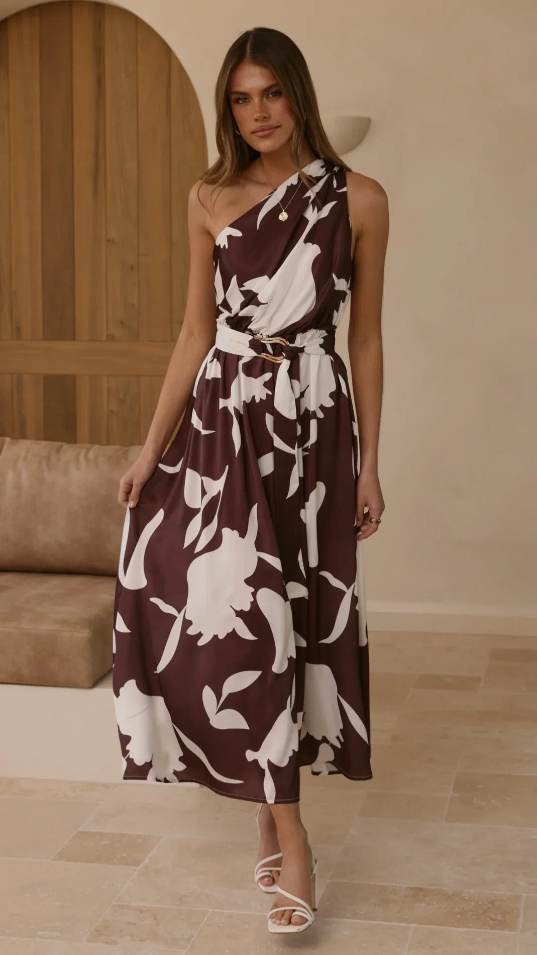 Hadas Maxi Dress Chocolate White Print