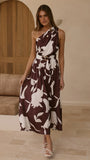 Hadas Maxi Dress Chocolate White Print