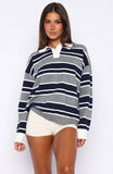 Soft Rewind Knit Sweater Navy Drift Stripe