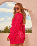 Marisole Lace Waist Tie Cover Up Mini Dress