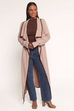 Vallis Contrast Trim Long Cardigan Beige