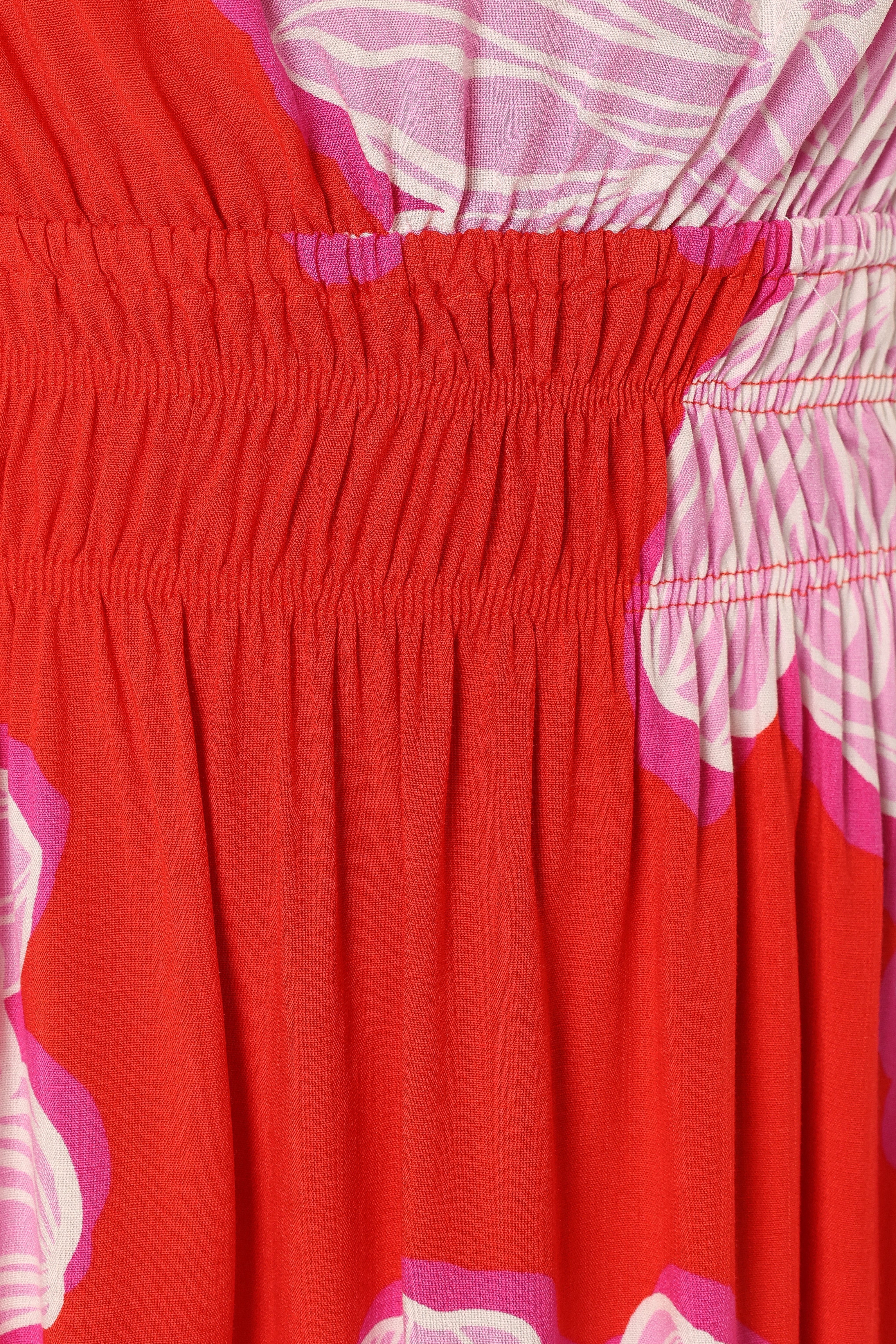 Sybel Midi Dress Red Pink Floral
