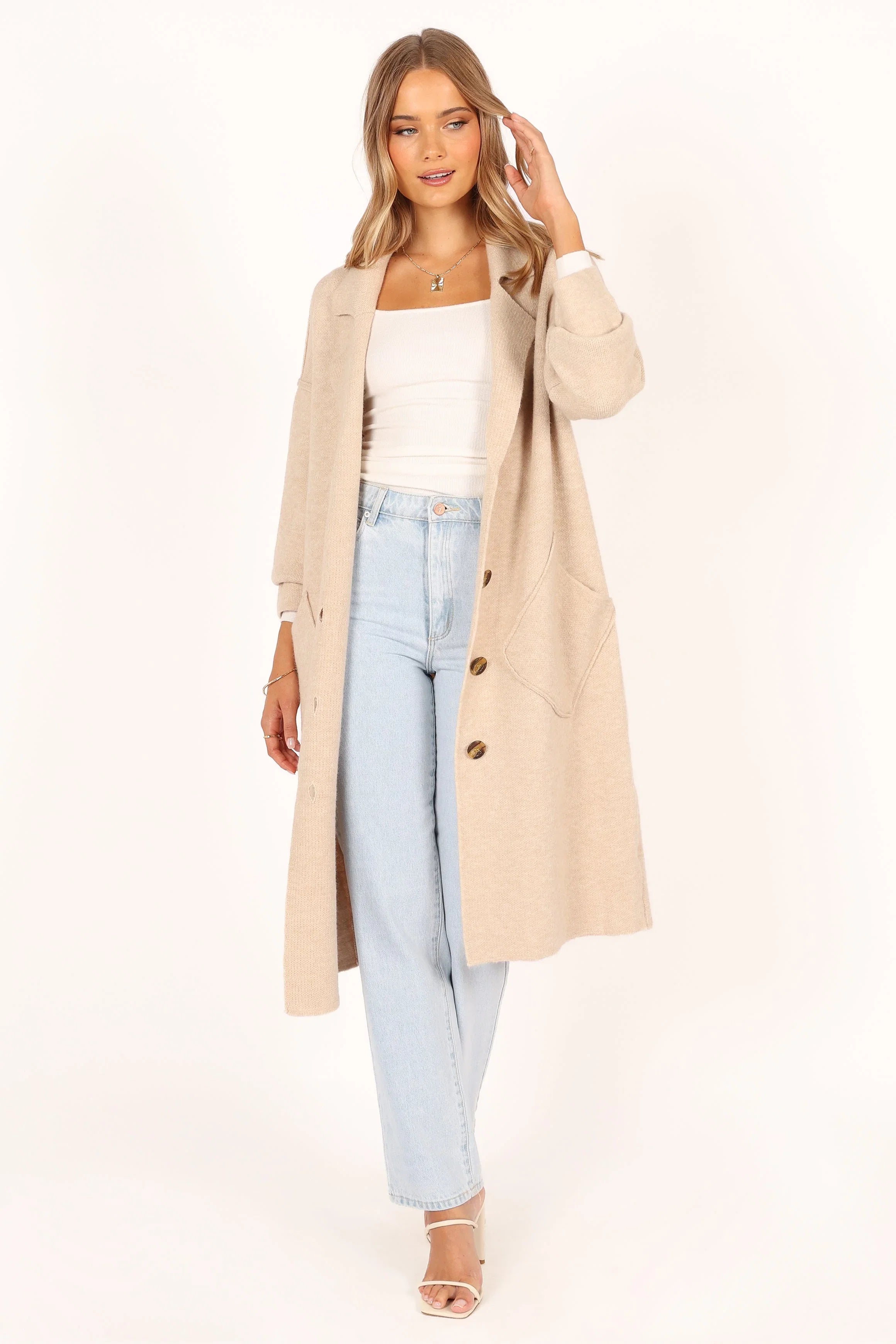 Ivy Button Front Coatigan Oatmeal
