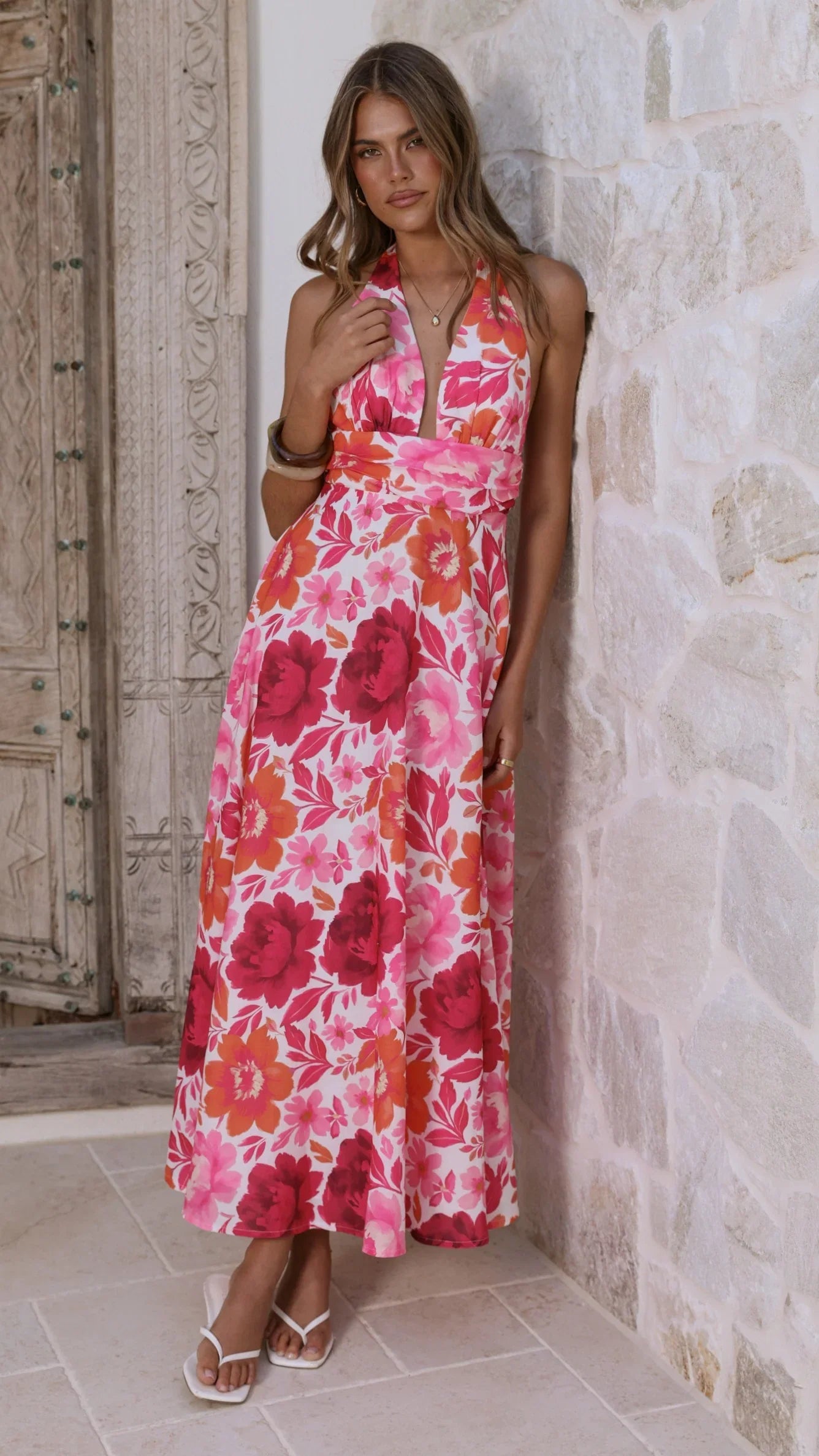 Anara Maxi Dress Pink Floral