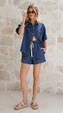 Adia Top and Shorts Set Dark Denim