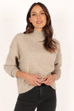 Brianna Mockneck Knit Sweater Beige