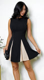 Rhode Contrast Godet Hem Mini Dress Black