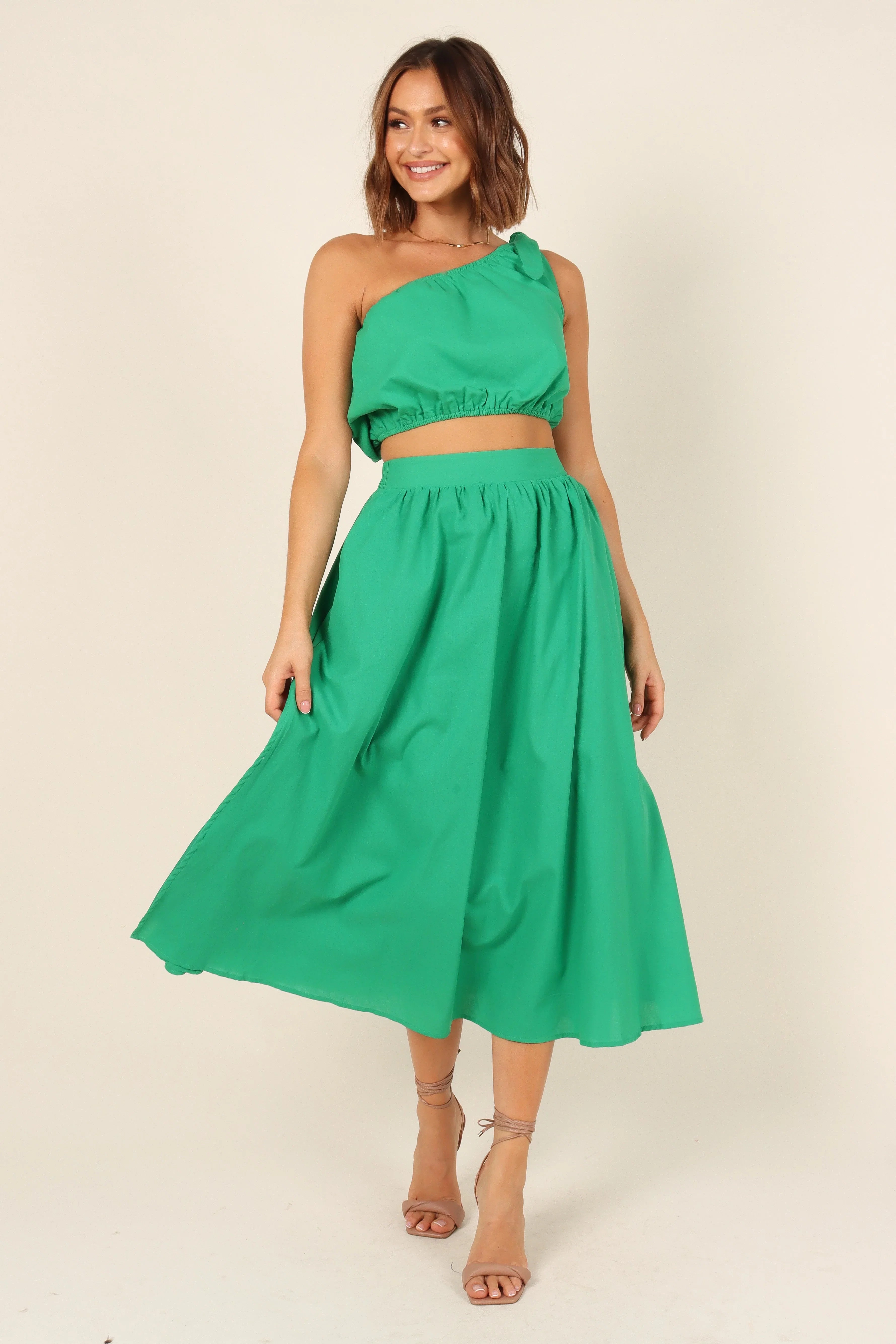Isla One Shoulder Top Green