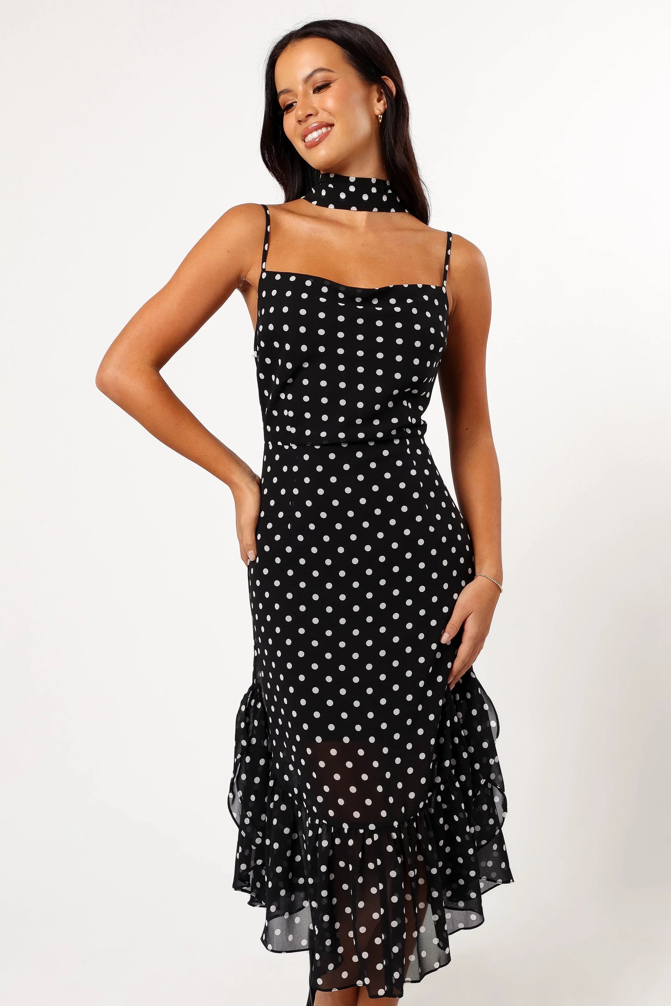 Francesca Midi Dress Black Polka Dot
