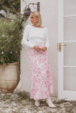 Velda Ruched Maxi Skirt Pink Floral