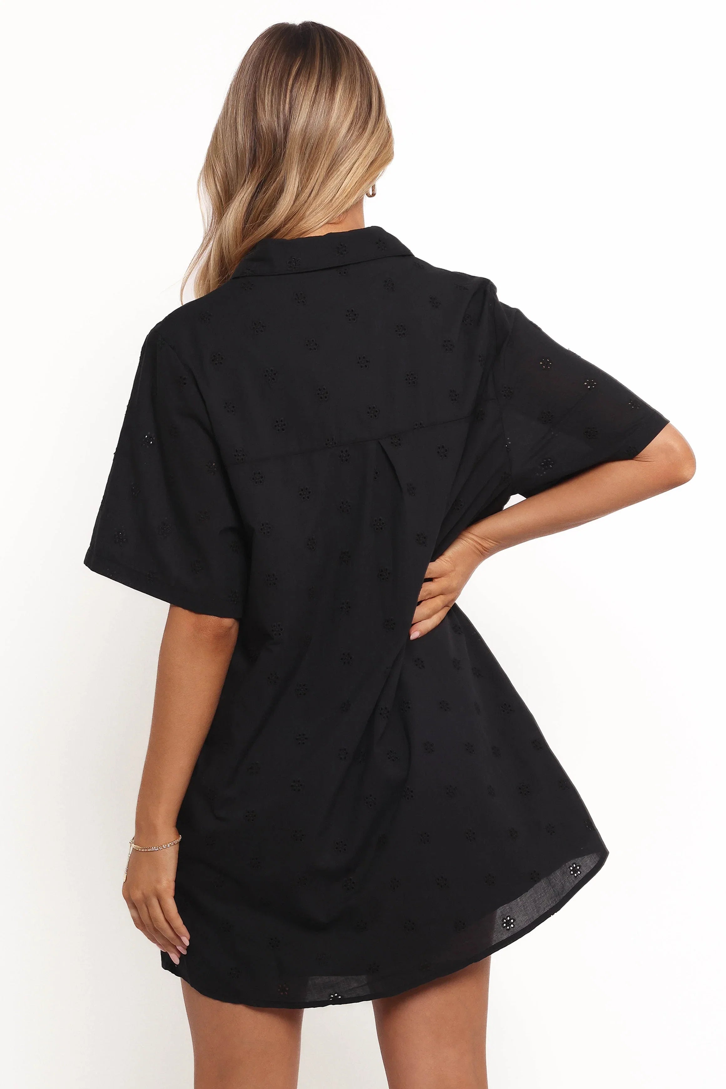 Grady Collared Shirt Dress Black