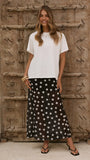 Onella Semi Sheer Maxi Skirt Black White Polka Dot